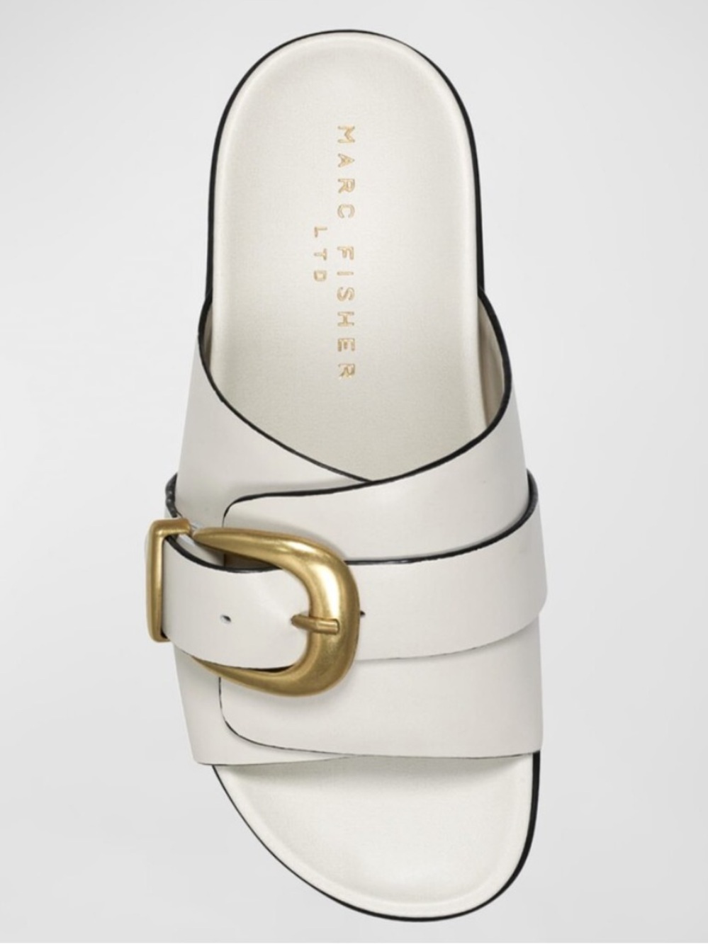 Marc Fisher Leather Buckle Easy Slide Sandals